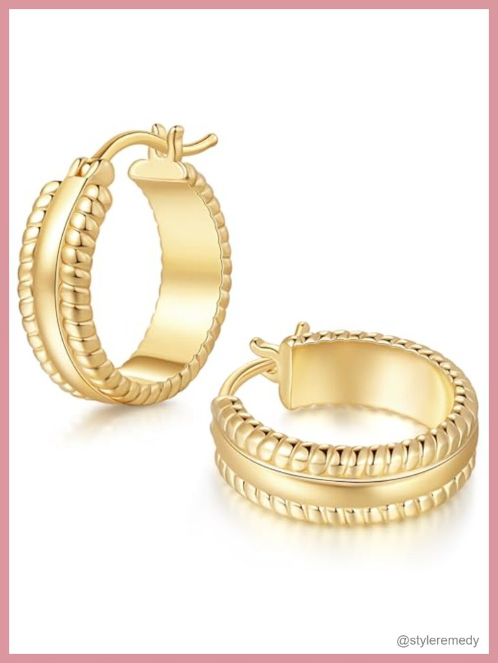 14K Gold Plated Braided Hoop Earrings for Women